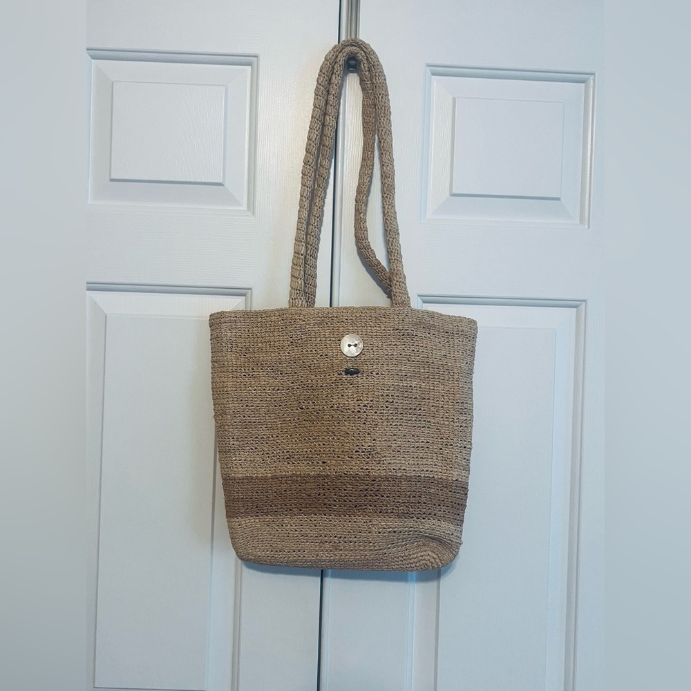 Callanan Tan Raffia Woven Tote Bag with Natural Fiber Texture